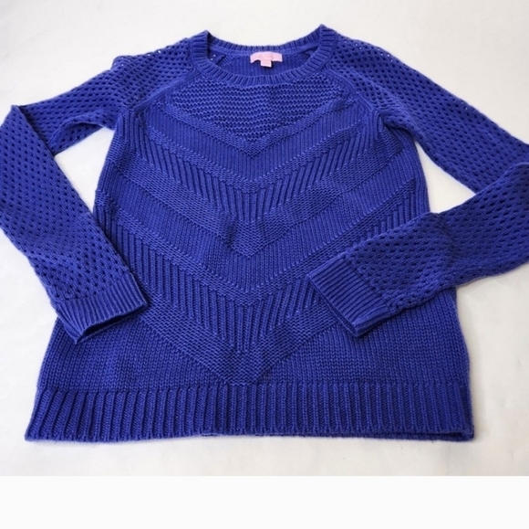 Lilly Pulitzer Women's Size Blythe Pullover Sweater Blue Open Knit - Picture 2 of 6